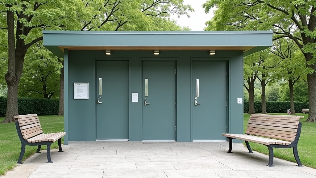 Modern accessible toilet facilities with clear signage and accessible entry design